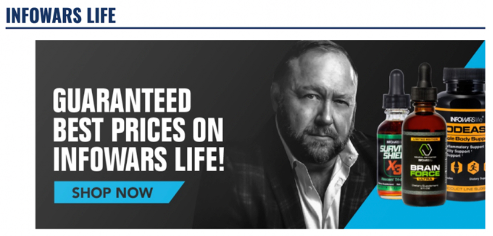 Alex Jones and his Infowars website were among the most notorious of the far-right’s online purveyors of conspiracies. Founded in 1999 and gaining followers with the distortions that targeted the Obama presidency, the website drew ten million visitors monthly, far outpacing major online news outlets. Called a “one-stop shop” for extremist fantasies, Infowars’s most infamous false charge arose after the 2012 Sandy Hook Elementary School killings, when Jones denounced the murder of twenty-six people as a “false flag,” a deception accomplished via “green screen” technology and “crisis actors.” Amid its charges of pedophile Democrats and other conspiracy theories, Infowars also promoted merchandise, from questionable dietary supplements to survival gear. After Jones was banned from most leading online platforms, those products became his major source of revenue (totaling &dollar;165 million from 2015 to 2018). Much of that money, however, was directed to defending the many lawsuits brought on by Infowars’s falsehoods.