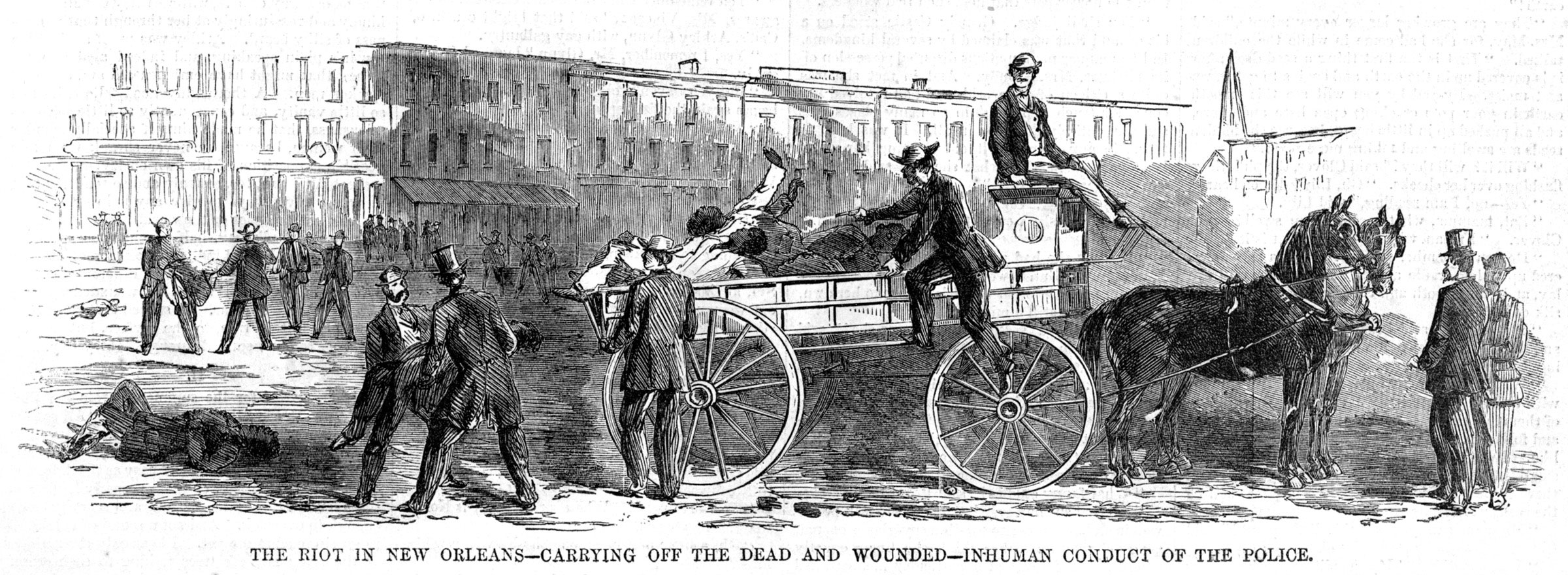 In the aftermath of the New Orleans riots, coverage in the illustrated press was critical of the city’s police, including their “inhuman conduct” toward the victims of the violence.