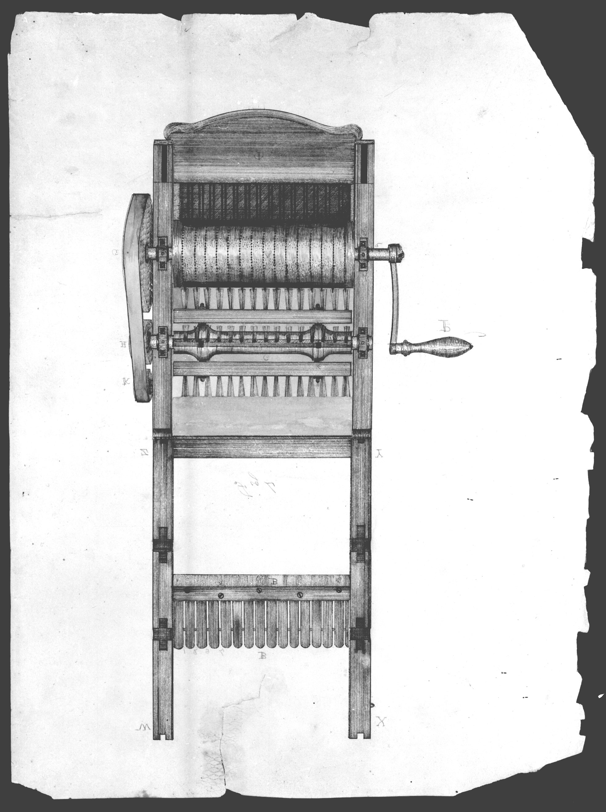 This sketch was submitted by Eli Whitney in 1793 when he applied for a patent for his new invention.