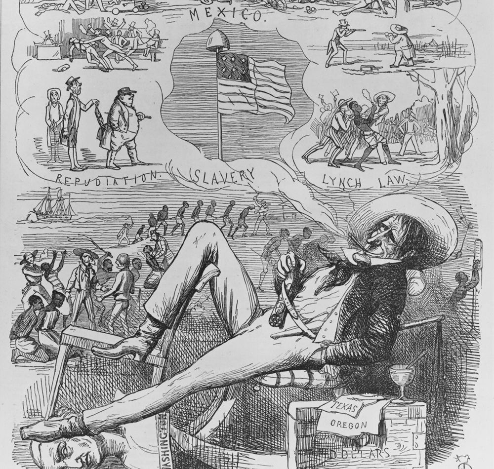 “The Land of Liberty” was the ironic title of this cartoon published in an 1847 edition of the British satirical weekly <em>Punch</em>.
